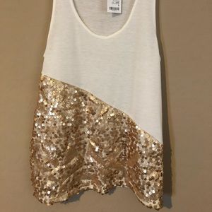 NWT Charlotte Russe White/Gold Shimmer Tank